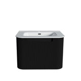 Fluted Matte Black Wall-Hung Vanity Units - 600x460x420mm