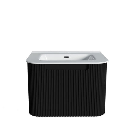 Fluted Matte Black Wall-Hung Vanity Units - 600x460x420mm