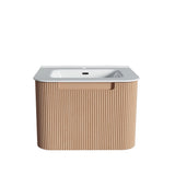 Fluted Natural Oak Wall-Hung Vanity Units - 600x460x420mm