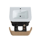 Fluted Natural Oak Wall-Hung Vanity Units - 600x460x420mm – detail view