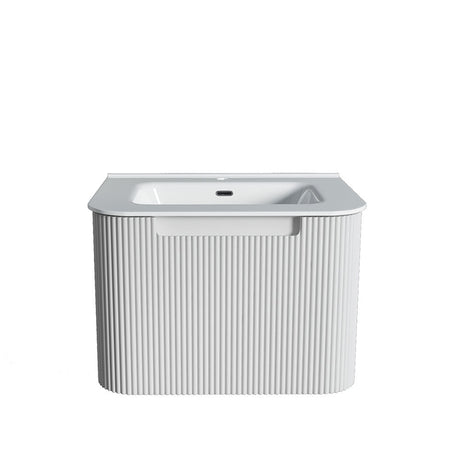 Fluted Matte White Wall-Hung Vanity Units - 600x460x420mm