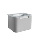 Fluted Matte White Wall-Hung Vanity Units - 600x460x420mm – alternate view