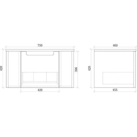 Fluted Matte White Wall-Hung Vanity Units - 750x460x420mm – view 5