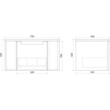 Fluted Matte Black Wall-Hung Vanity Units - 750x460x420mm – view 5