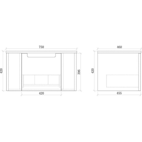 Fluted Matte Black Wall-Hung Vanity Units - 750x460x420mm – view 5
