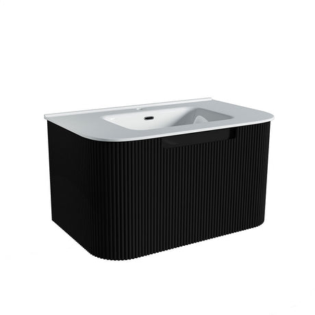 Fluted Matte Black Wall-Hung Vanity Units - 750x460x420mm – alternate view
