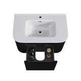 Fluted Matte Black Wall-Hung Vanity Units - 750x460x420mm – detail view