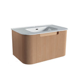Fluted Natural Oak Wall-Hung Vanity Units - 750x460x420mm – alternate view