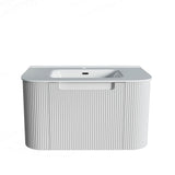 Fluted Matte White Wall-Hung Vanity Units - 750x460x420mm