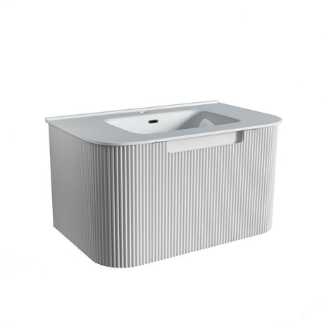Fluted Matte White Wall-Hung Vanity Units - 750x460x420mm – alternate view
