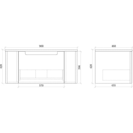 Fluted Natural Oak Wall-Hung Vanity Units - 900x460x420mm – view 5