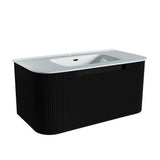 Fluted Matte Black Wall-Hung Vanity Units - 900x460x420mm – alternate view