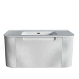 Fluted Matte White Wall-Hung Vanity Units - 900x460x420mm