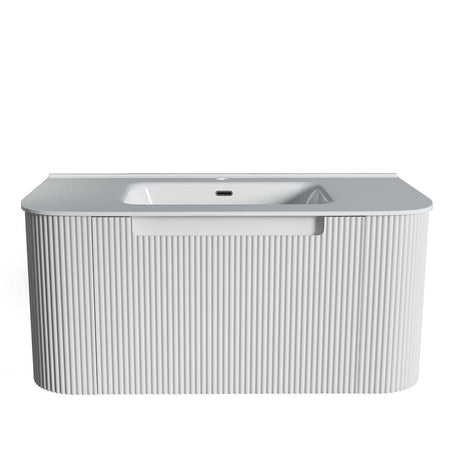 Fluted Matte White Wall-Hung Vanity Units - 900x460x420mm