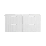 WHGR1200 - 1200x460x540mm - Wall Hung Vanity Four Drawer Matte White V Groove