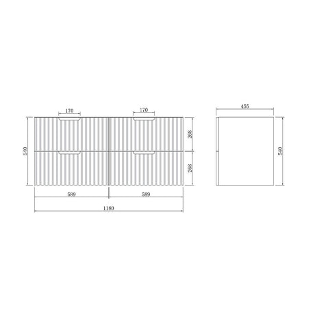 WHGR1200D - 1200x460x540mm Wall Hung V Groove Vanity with Ceramic Basin – alternate view