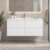 Grayson 1200mm Wall Hung V Groove Vanity Matte White - 1200x450x540mm