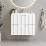 Grayson 600mm Wall Hung V Groove Vanity Matte White - 600x450x540mm