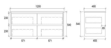 WHLM1200 - 1200x460x540mm Wall Hung Veneer Vanity with Ceramic Basin – alternate view