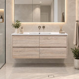 Gina 1200mm Light Oak Vanity Wall Hung - 1200x460x880mm