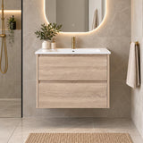 Gina 600mm Light Oak Vanity Wall Hung - 600x460x540mm