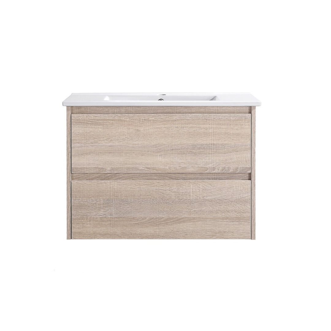 WHLM750 - 750x460x540mm Wall Hung Veneer Vanity with Ceramic Basin