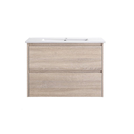 WHLM750 - 750x460x540mm Wall Hung Veneer Vanity with Ceramic Basin