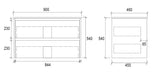 WHLM900 - 900x460x540mm Wall Hung Veneer Vanity with Ceramic Basin – alternate view