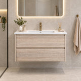 Gina 750mm Light Oak Vanity Wall Hung - 750x460x540mm