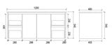 WHSH1200 - 1200x460x540mm Wall Hung Vanity with Shaker Doors – alternate view