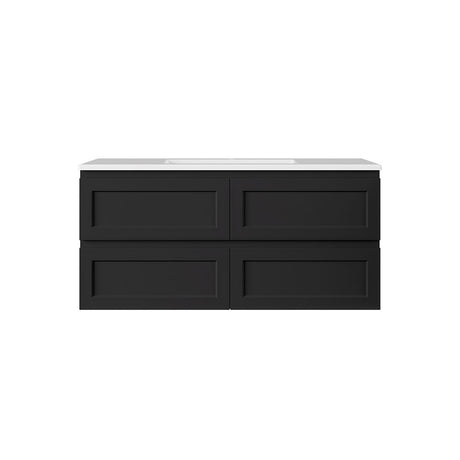 WHSH1200MB - 1200x460x540mm Wall Hung Shaker Style Vanity with Ceramic Basin