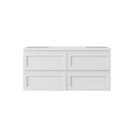 WHSH1200MW - 1200x460x540mm Wall Hung Shaker Style Vanity with Ceramic Basin
