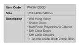 WHSH1200D - 1200x460x540mm Wall Hung Vanity with Shaker Doors and Double Bowl – alternate view
