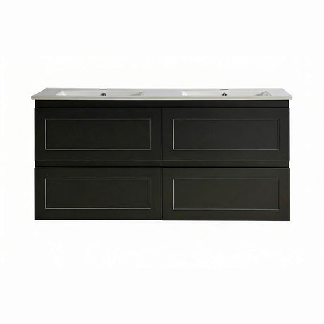 WHSH1200DMB - 1200x460x540mm Wall Hung Shaker Style Vanity with Ceramic Basin