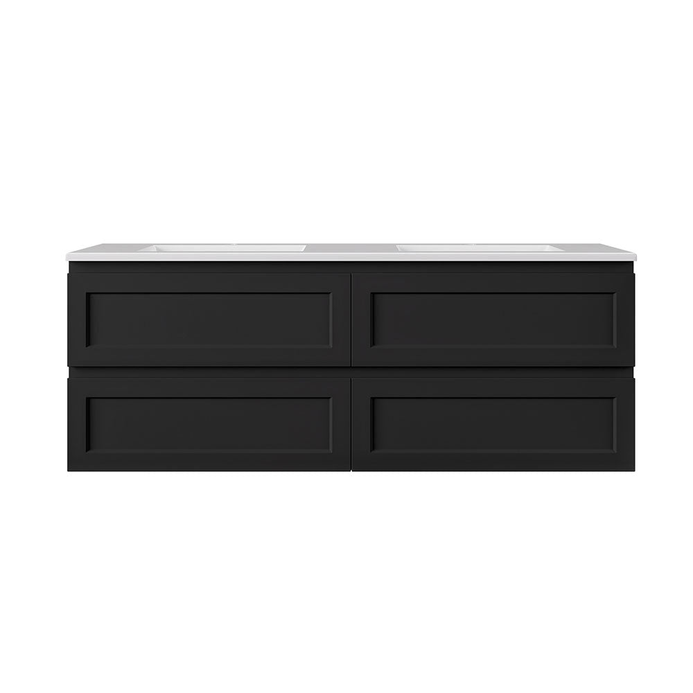 WHSH1500DMB - 1500x460x540mm Wall Hung Shaker Style Vanity with Ceramic Basin