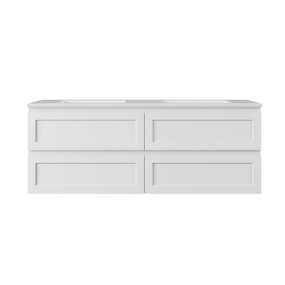 WHSH1500DMW - 1500x460x540mm Wall Hung Shaker Style Vanity with Ceramic Basin