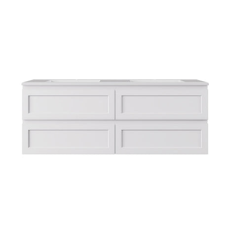 WHSH1500DMW - 1500x460x540mm Wall Hung Shaker Style Vanity with Ceramic Basin