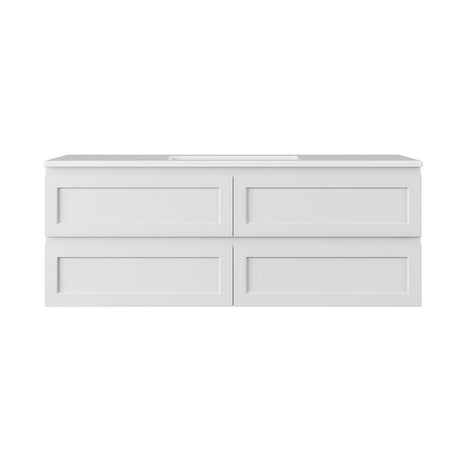WHSH1500MW - 1500x460x540mm Wall Hung Shaker Style Vanity with Ceramic Basin