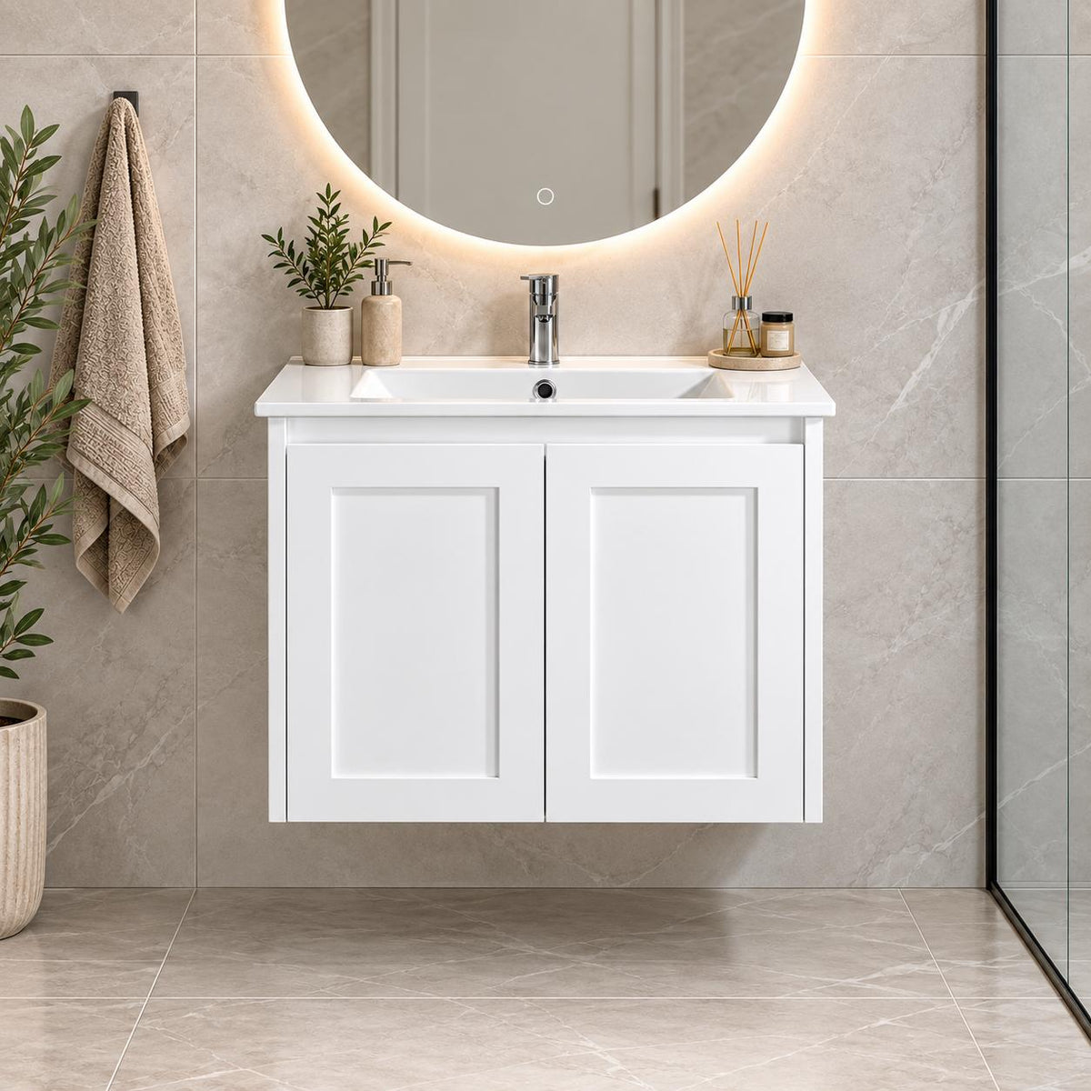 Shayla 600mm Shaker Door Vanity Wall Hung - 600x460x540mm