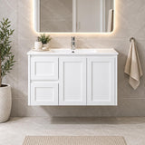 Shayla 900mm Shaker Door Vanity Wall Hung Left Hand Drawers- 900x460x540mm