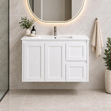 Shayla 900mm Shaker Door Vanity Wall Hung Right Hand Drawers- 900x460x540mm
