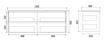 WHTD1200 - 1200x460x560mm Wall Hung PVC Vanity – alternate view