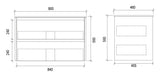 WHTD900 - 900x460x560mm Wall Hung PVC Vanity – alternate view