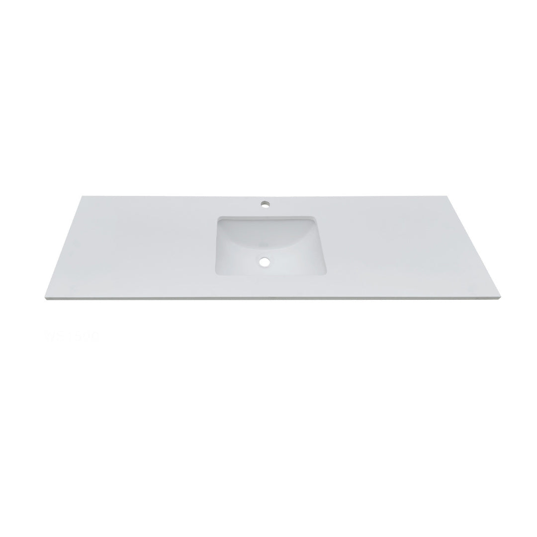 WS1500 - 1500x460mm Tear White Stone Top with Undermount Basin
