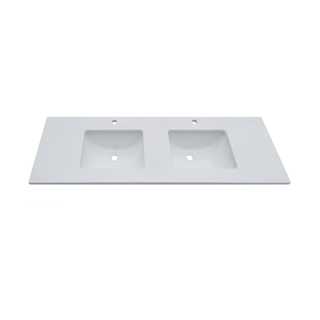 WS1500D - 1500x460mm Tear White Stone Top with Double Bowl Undermount Basin