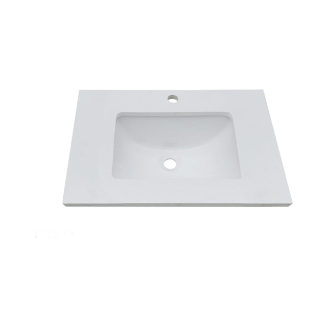 WS600 - 600x460mm Tear White Stone Top with Undermount Basin