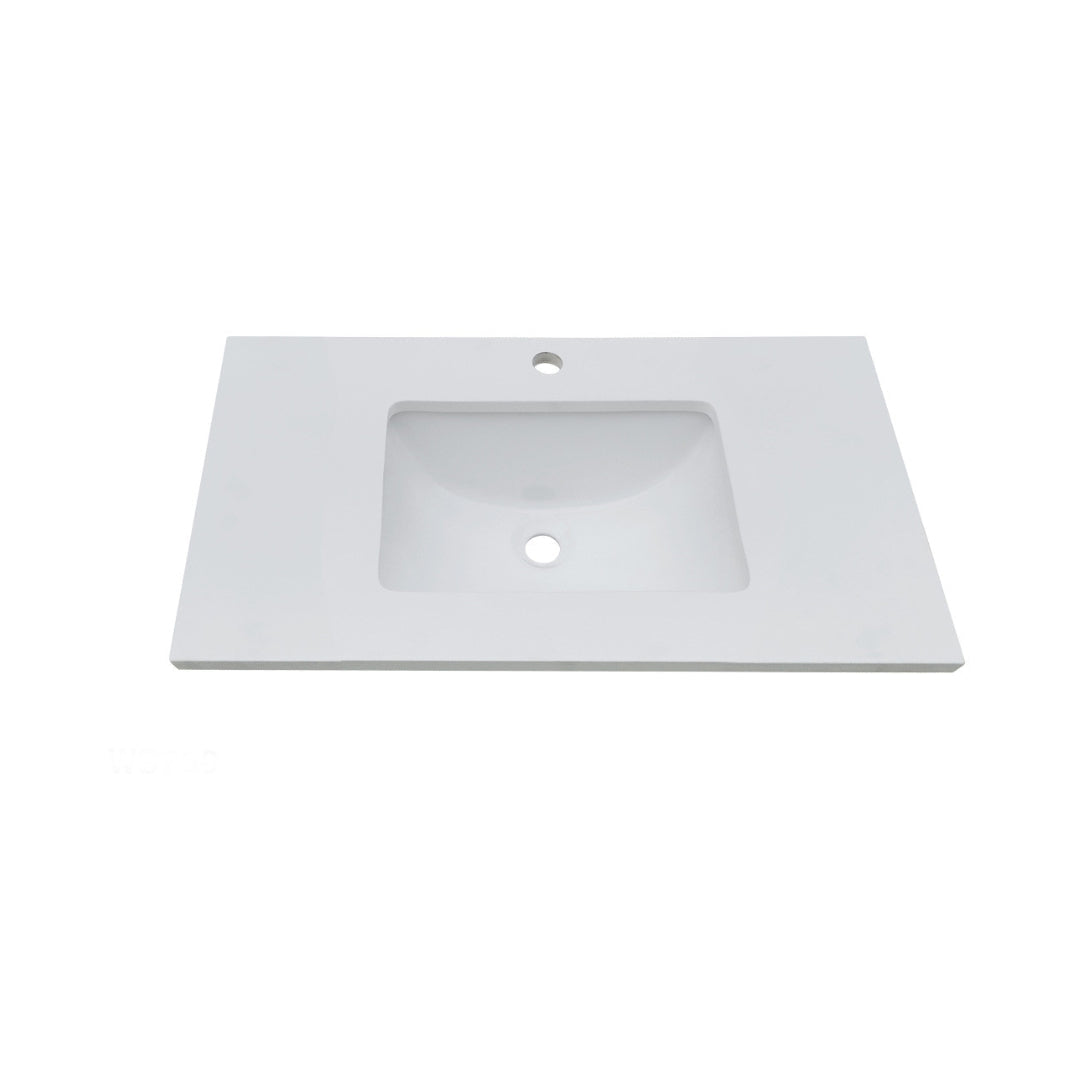 WS750 - 750x460mm Tear White Stone Top with Undermount Basin
