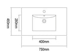 WS750 - 750x460mm Tear White Stone Top with Undermount Basin – alternate view