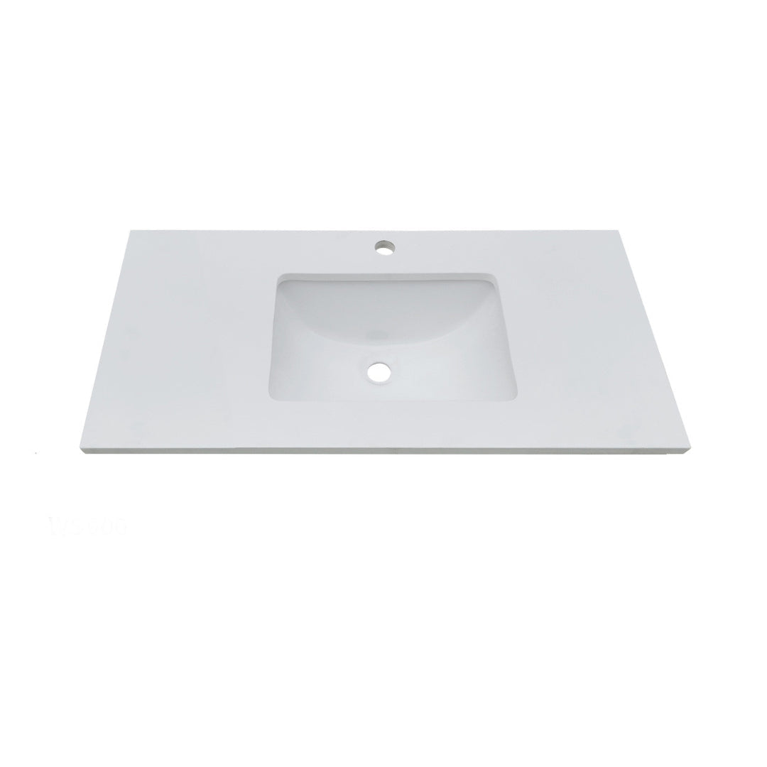 WS900 - 900x460mm Tear White Stone Top with Undermount Basin