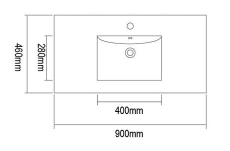WS900 - 900x460mm Tear White Stone Top with Undermount Basin – alternate view